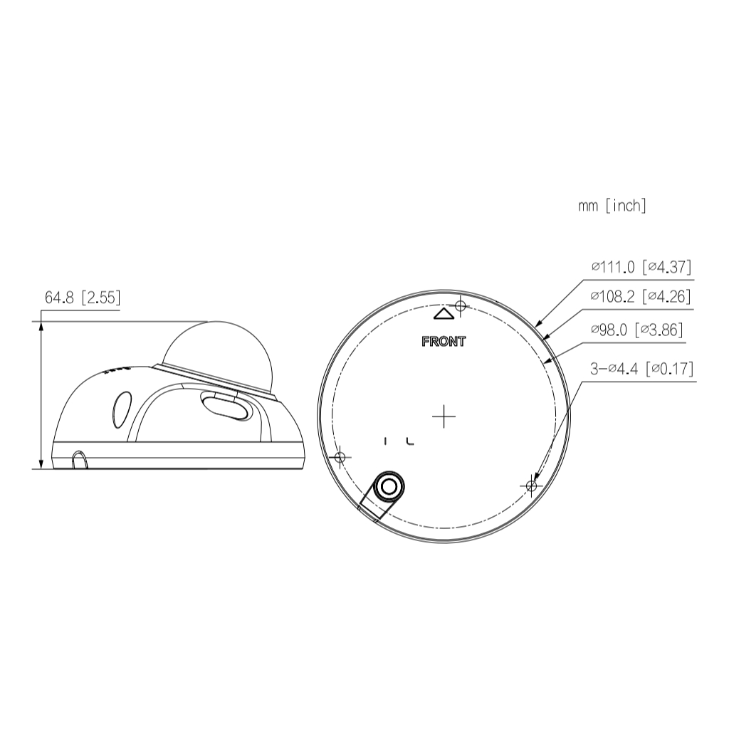 Domo IP H265 2M WDR IR20m 2.1mm IK10 IP67 PoE MOVIL MIC AI