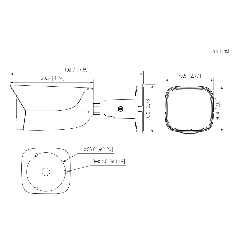 Tubular IP H265 4M DN WDR Starlight IVS SMD IR50m 3.6mm IP67 PoE SD MIC AUDIO E/S AI