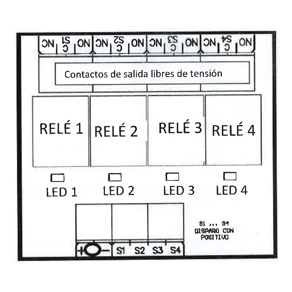 Modulo 4 relés. Alimentación a 24v