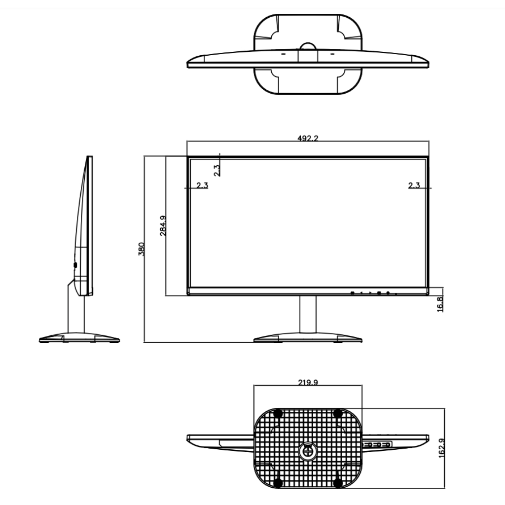 Monitor 21.45” Dahua para Seguridad 24/7 VGA/HDMI 16:9 1080P