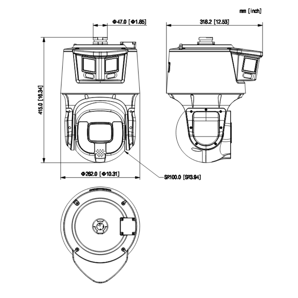 Domo Dual-PTZ IP 8M WDR Starlight Iluminación Dual LED30m/IR300m 2x/42x IP67 PoE++ AUDIO E/S AI