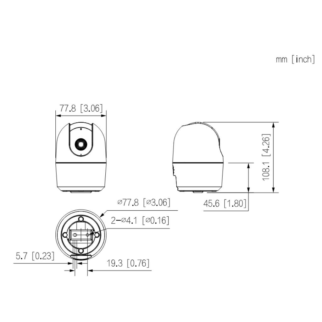 Cubo PT IP H265 3M DN IR10m 3.6mm WiFi Audio SD 5V MIC