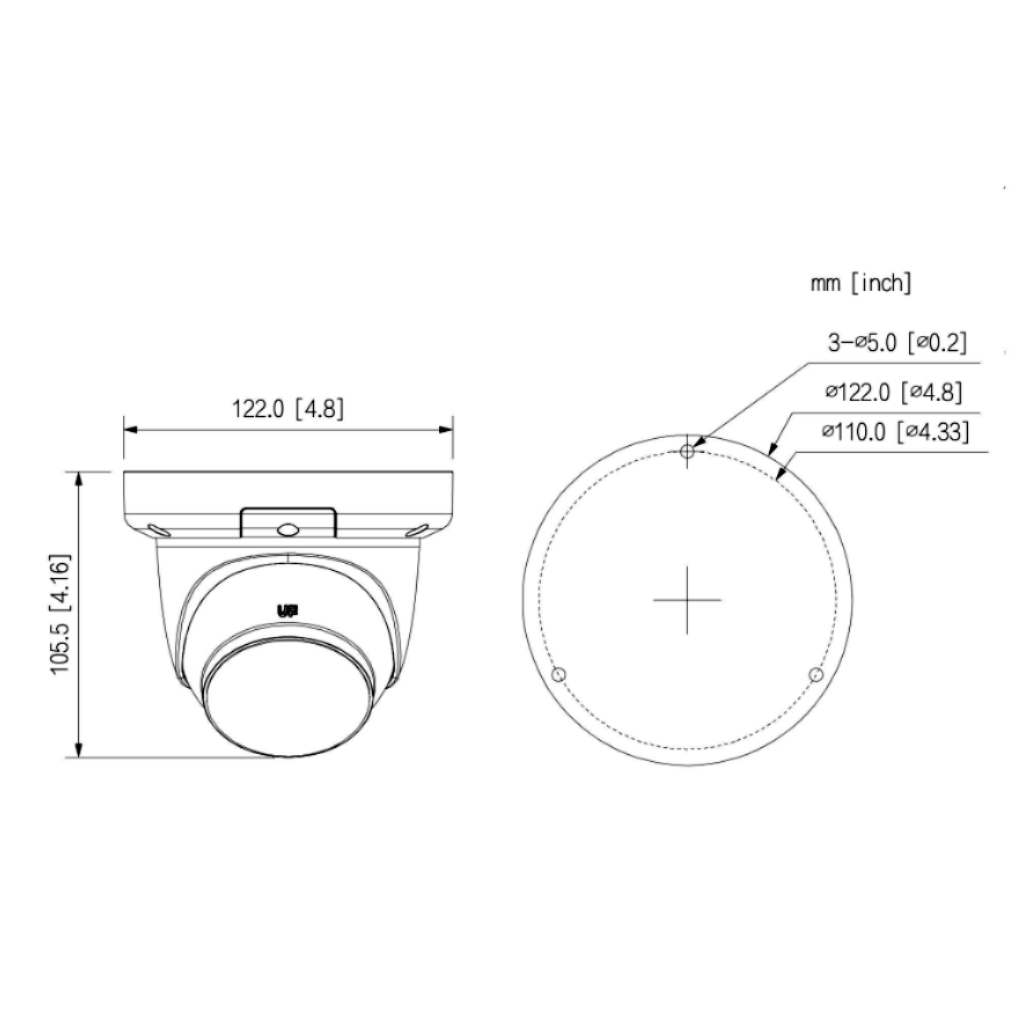 Domo IP 4M H265 WDR Iluminación Dual LED50m/IR50m 2.8mm IP67 PoE MIC AI Quick Install