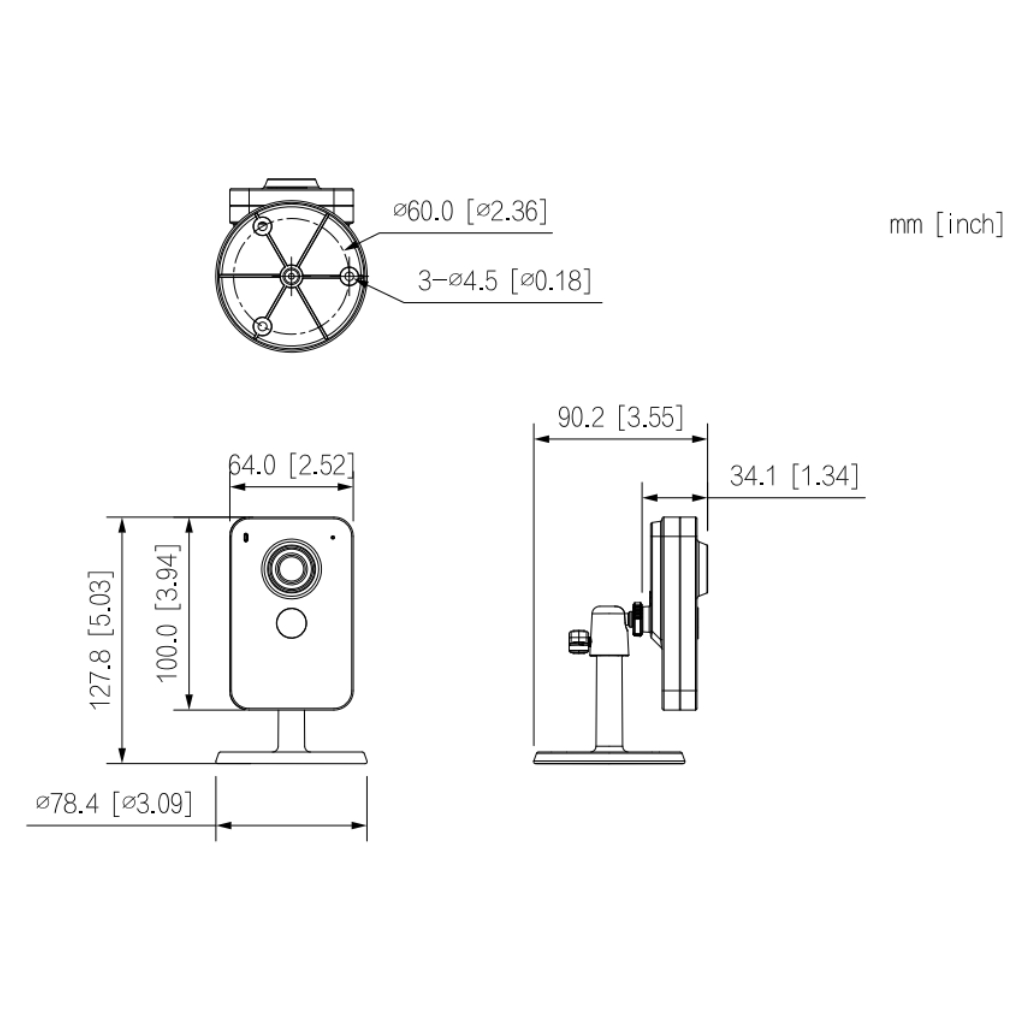 Cubo PT IP H265 4MP DN IR30m 2.8mm Audio SD 12V E/S MIC/Altavoz PoE WiFi AI