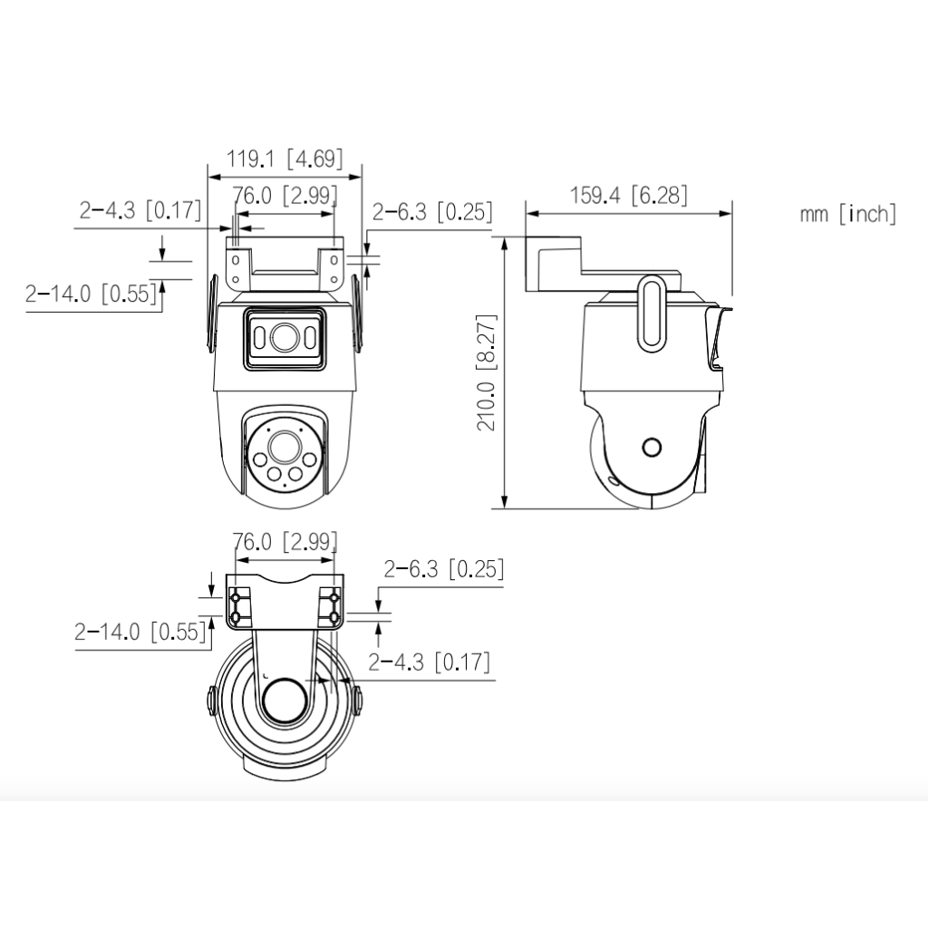 Cámara PT IP DUAL-LENS 5M+5M H265 Iluminación Dual LED20m/IR30m IP66 WiFi MIC/Altavoz AI