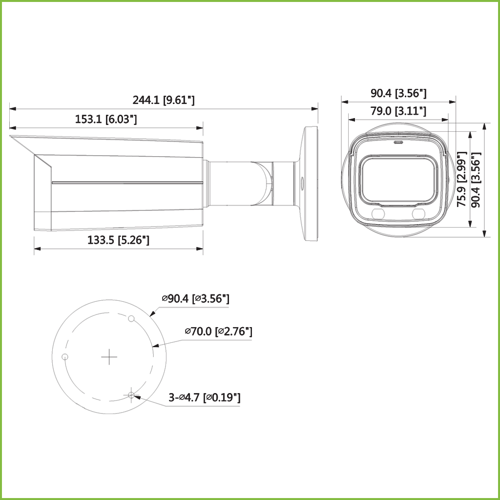 Tubular HDCVI 4EN1 2M 1080P FULL COLOR WDR Starlight LED40m 3.6mm IP67 AUDIO MIC