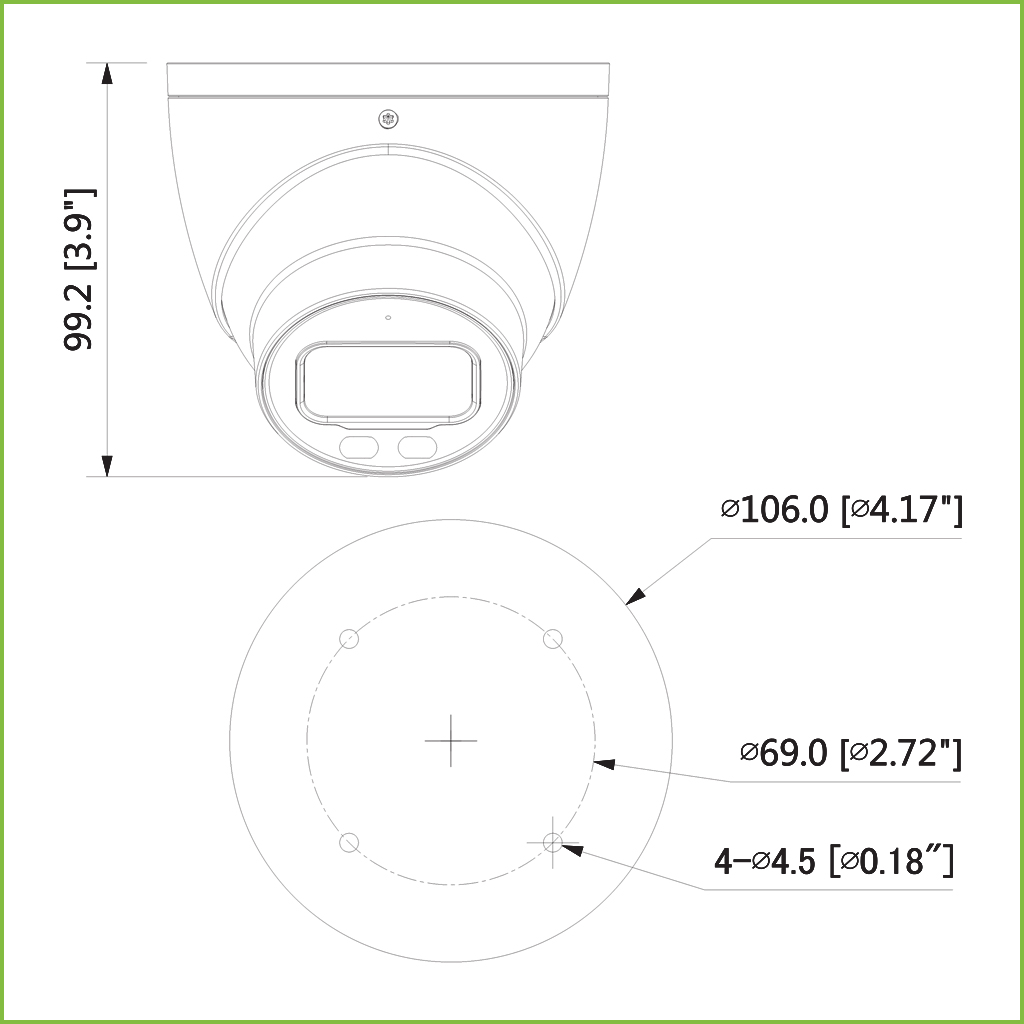 Domo HDCVI 4EN1 2M 1080P FULL COLOR WDR Starlight LED40m 3.6mm IP67 AUDIO MIC