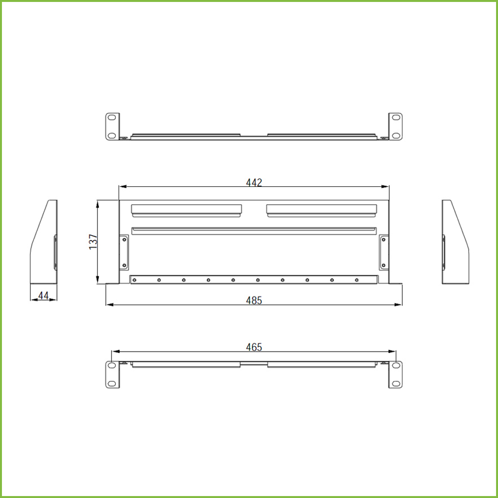 Soporte Rack 19" 1U para inyectores y switches de 4/8 puertos de Utepo