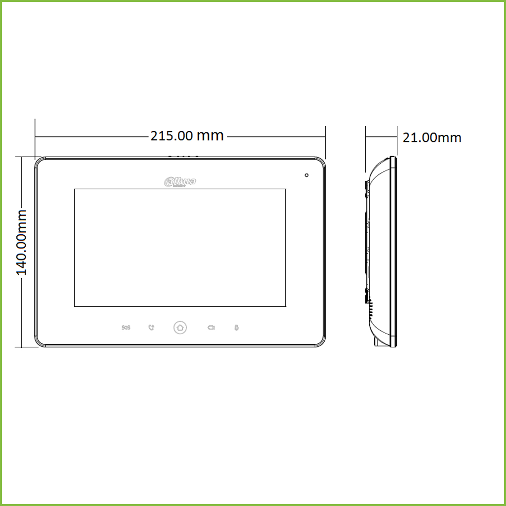 Monitor Interior 7" de Superficie para Videoportero IP WIFI PoE SD 6E 1S Alarma Negro