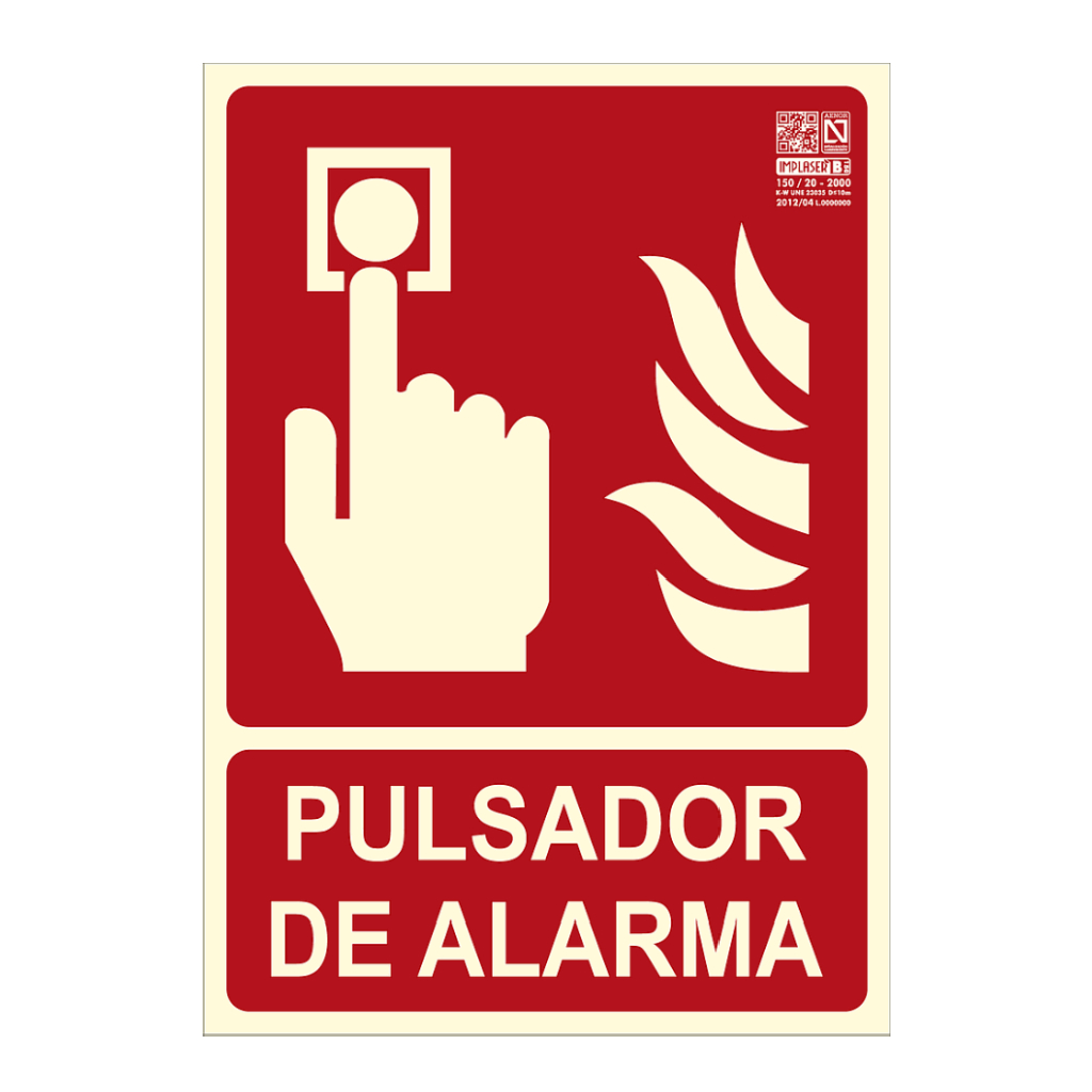 Señal pulsador de alarma 29,7x21cm