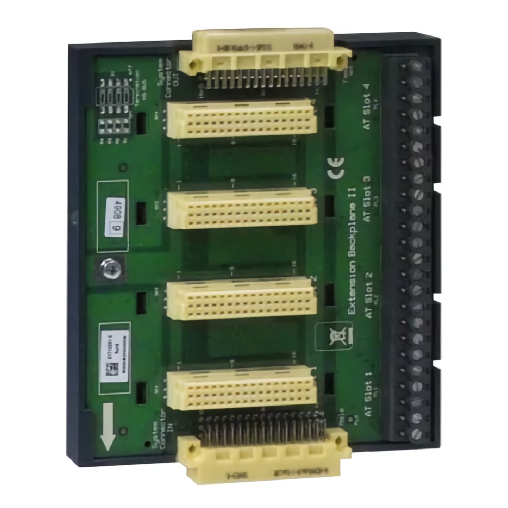 Placa base con 4 slots y terminales para conexión en posición izquierda o superior para conectar hasta 4 módulos