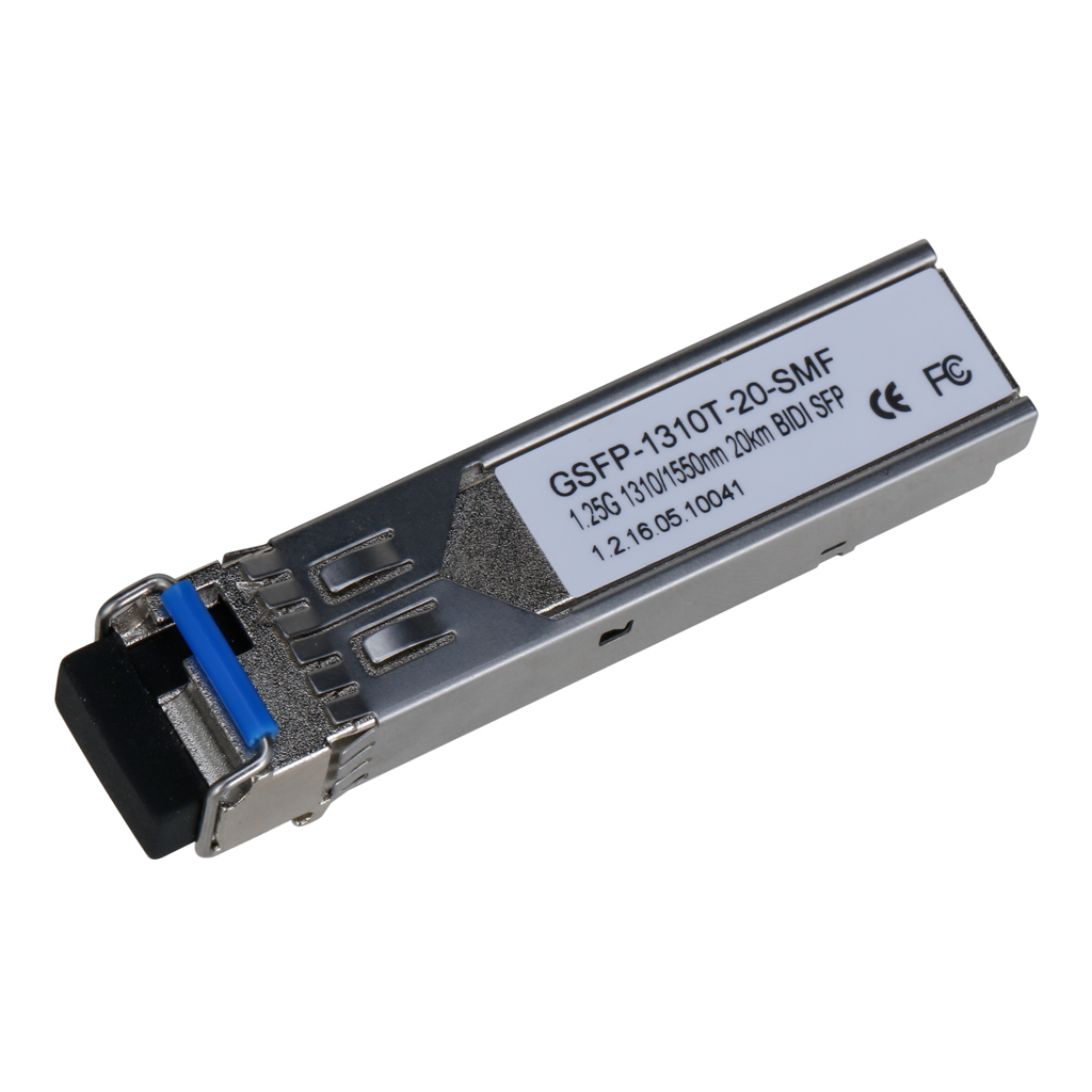 SFP Monomodo SM LC 1Gbps 20km envío 1310nm / recepción 1550nm. Transmisor