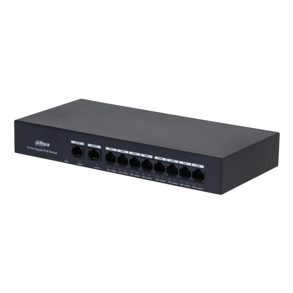 Switch PoE 8 puertos Gigabit + 2RJ45 Uplink Gigabit 65W No_Manejable Layer2