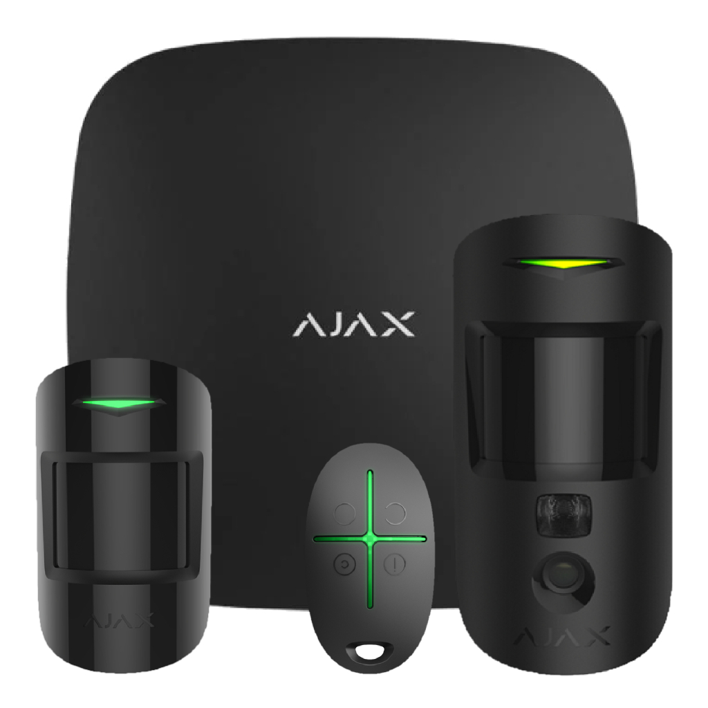 Kit Ajax negro. Hub 2 + MotionCam + MotionProtect + SpaceControl