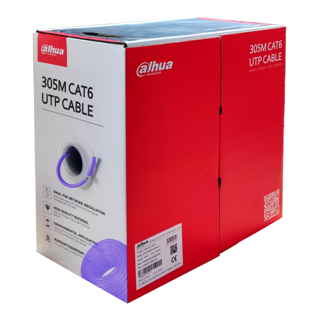 Bobina 305mts Cable UTP CAT6 0.53mm Cobre sin Oxigeno CE CPR Cca. Cubierta LSZH Violeta. Mejor Precio por 10u