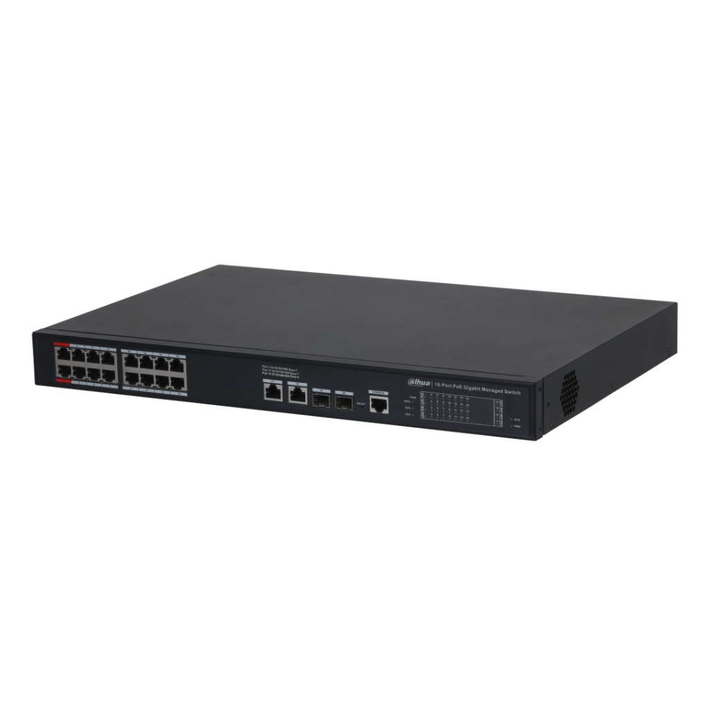 Switch PoE 16 puertos Gigabit + 2 Uplink Gigabit RJ45 + 2SFP Gigabit 240W Manejable Layer2