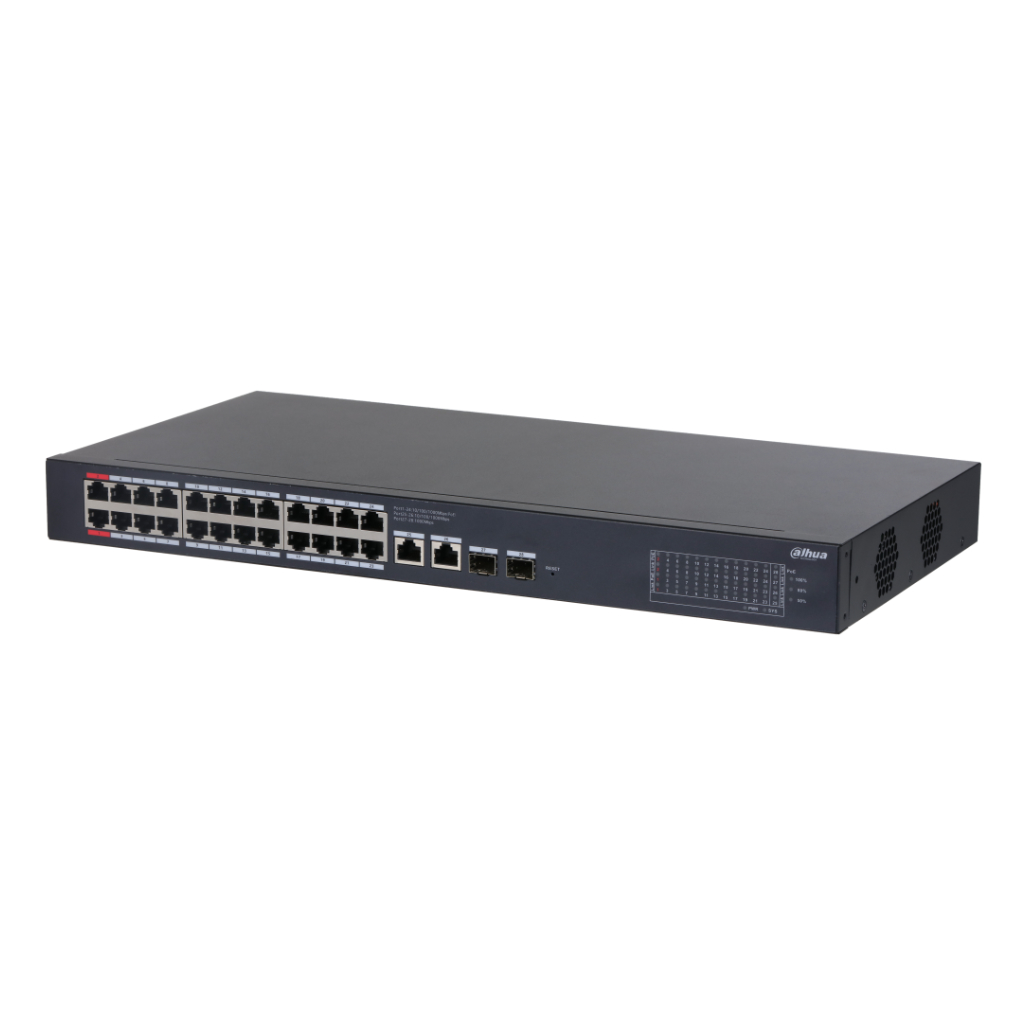 Switch PoE 24 puertos Gigabit + 2 Uplink Gigabit RJ45 + 2SFP Gigabit 240W Manejable en Cloud Layer2