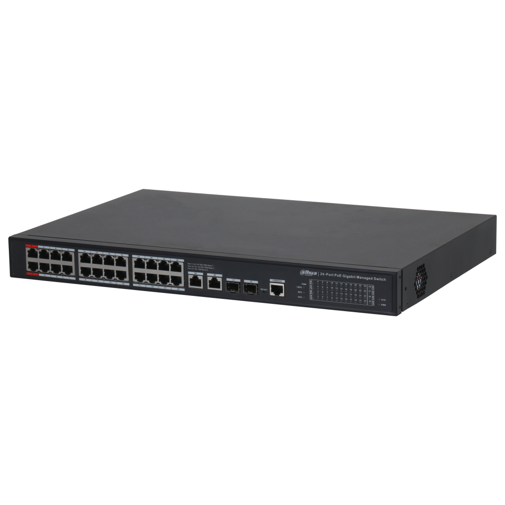 Switch PoE 2.0 24 puertos Gigabit + 2 Uplink Gigabit RJ45 + 2SFP Gigabit 240W Manejable Layer2