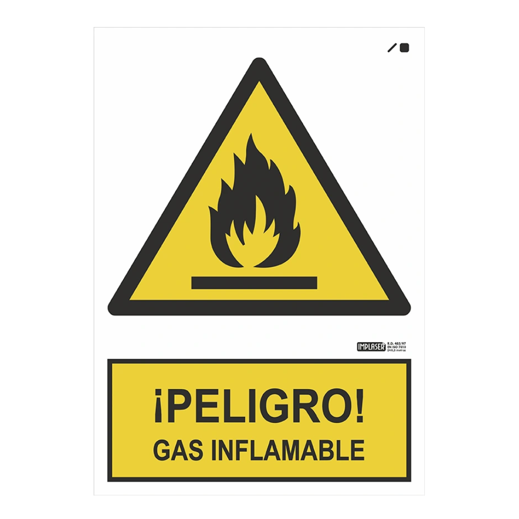 Señal ¡PELIGRO! Gas inflamable 29,7x21cm