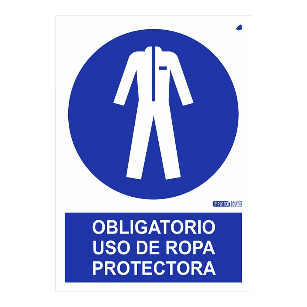 Señal obligatorio uso de ropa protectora 29,7x21cm