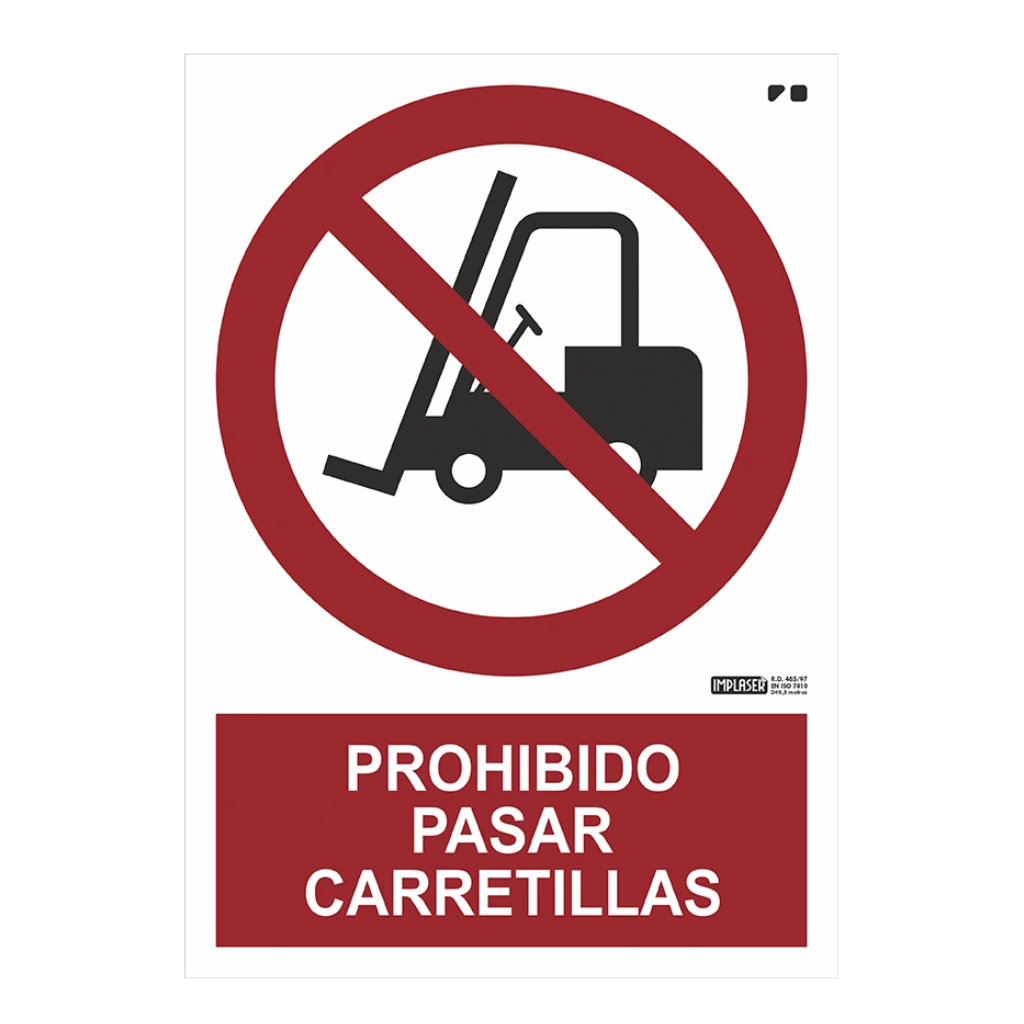 Señal prohibido pasar carretillas 29,7x21cm