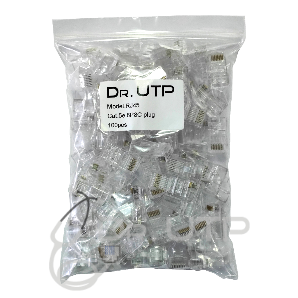 Connecteur RJ45 CAT.5e Transparent en sachet 100 unités