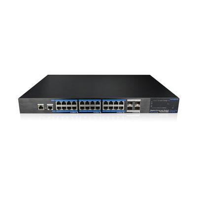 Commutateur PoE à sonnerie rapide + 24 ports Gigabit + 4 Gigabit SFP Uplink 390W 802.3af / à 6 kV Couche administrable 2