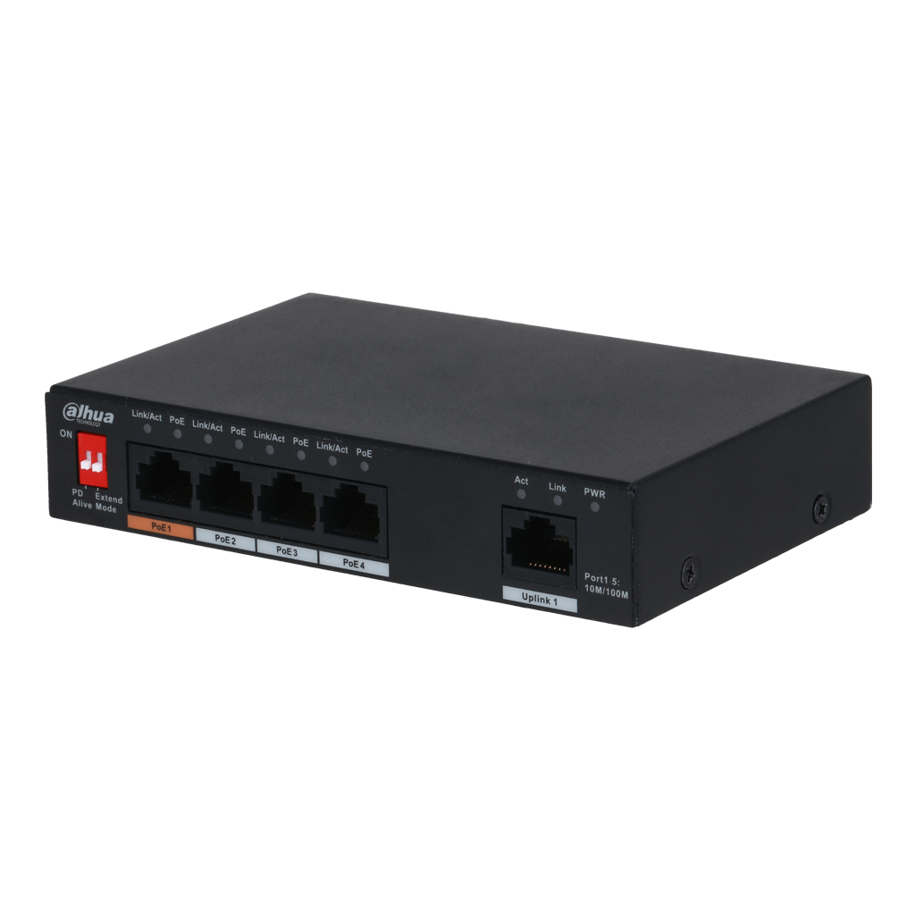 Switch PoE 2.0 4 puertos 10/100 +1RJ45 Uplink 60W No_Manejable Layer2