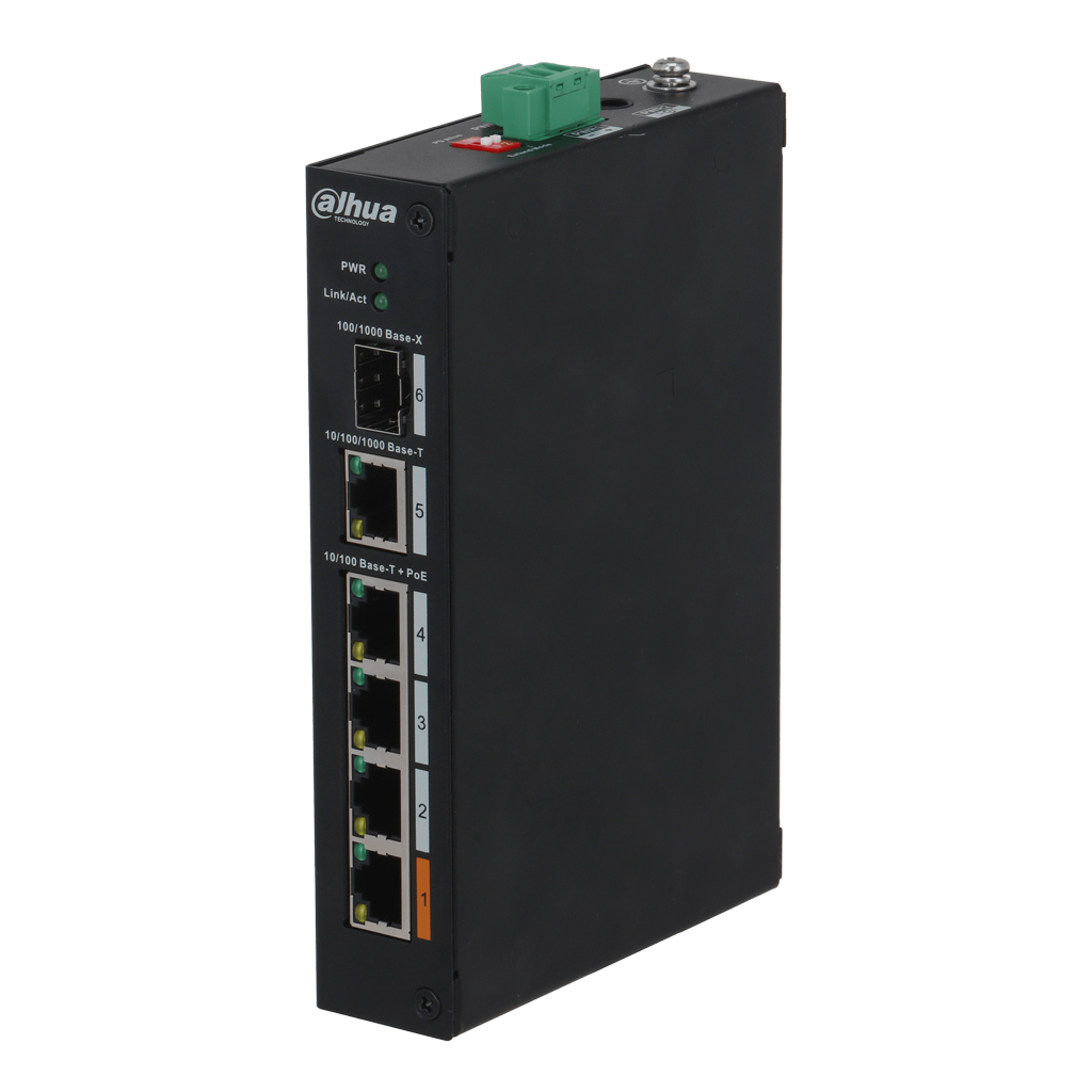 Switch PoE 2.0 4 puertos 10/100 +1RJ45 Uplink Gigabit +1SFP Uplink Gigabit 60W No_Manejable Layer2