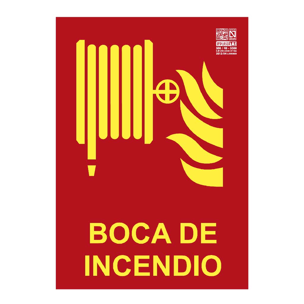 [EX230L-A4] Señal boca de incendio Clase A 29,7x21cm