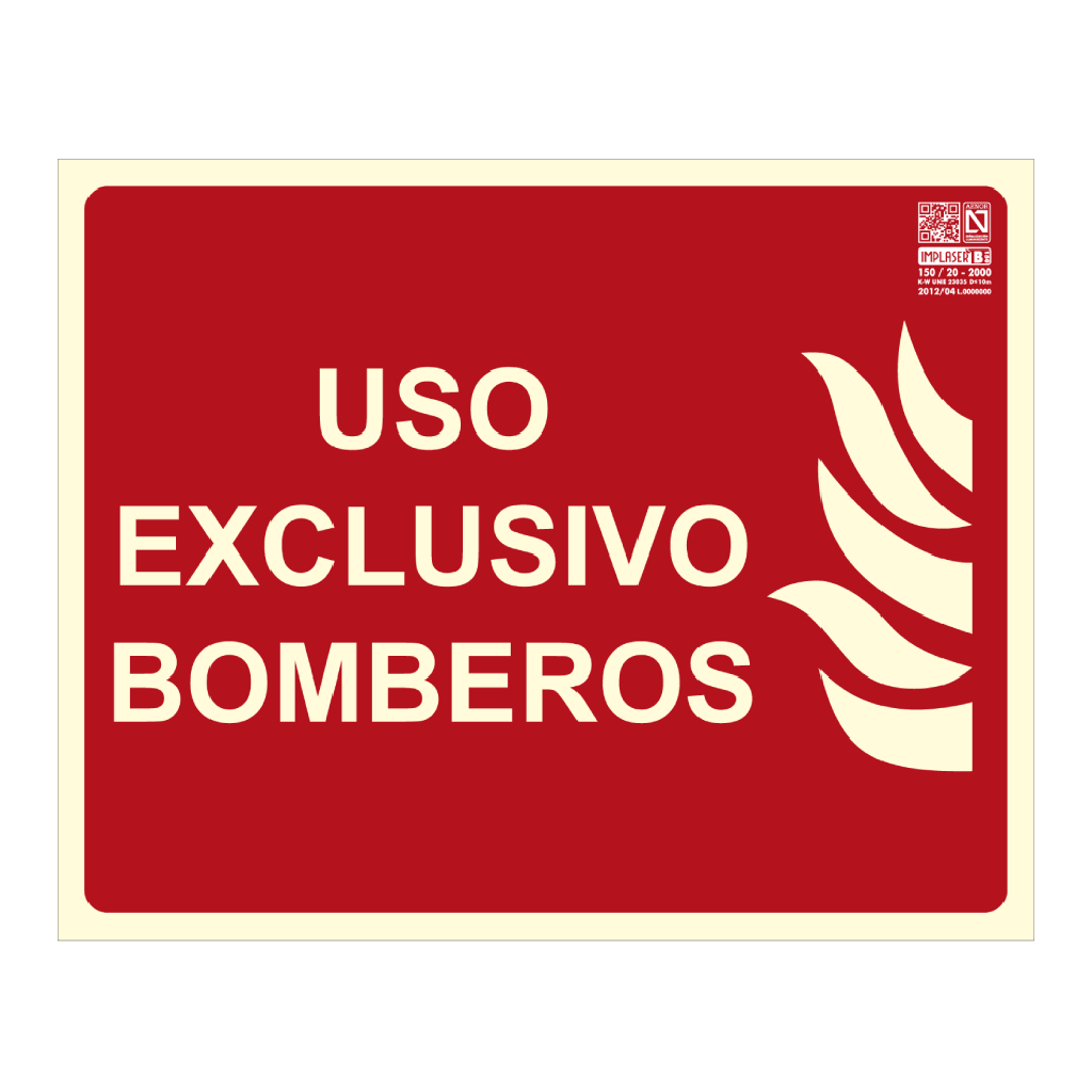 [EX218N] Señal uso exclusivo bomberos 25x20cm