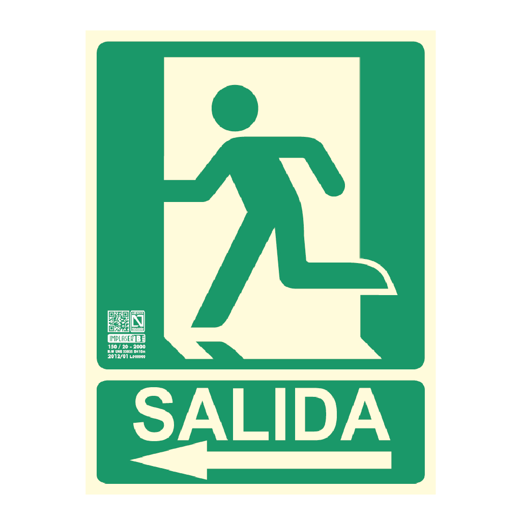 [EV203N] Señal salida flecha izquierda 29,7x22,4cm