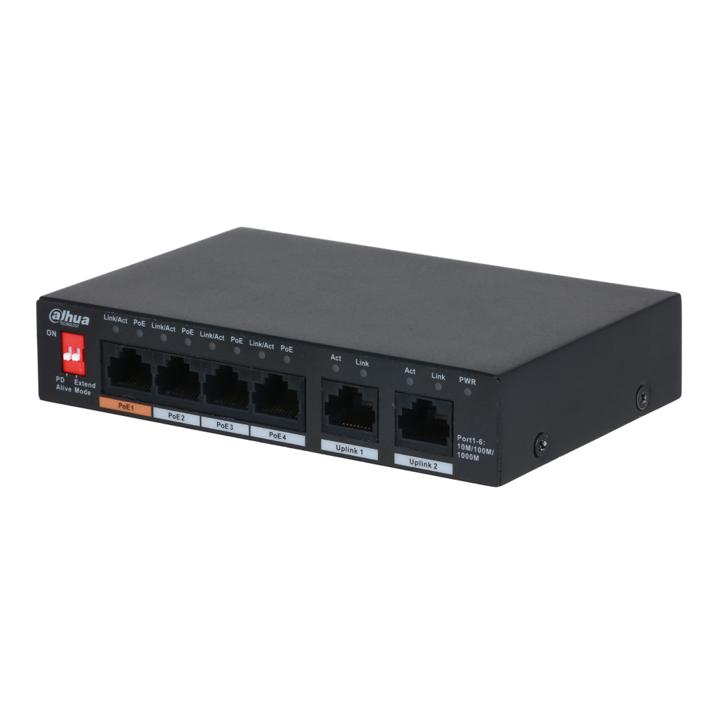 [PFS3006-4GT-60] Switch PoE 2.0 4 puertos Gigabit +2RJ45 Uplink 60W No_Manejable Layer2