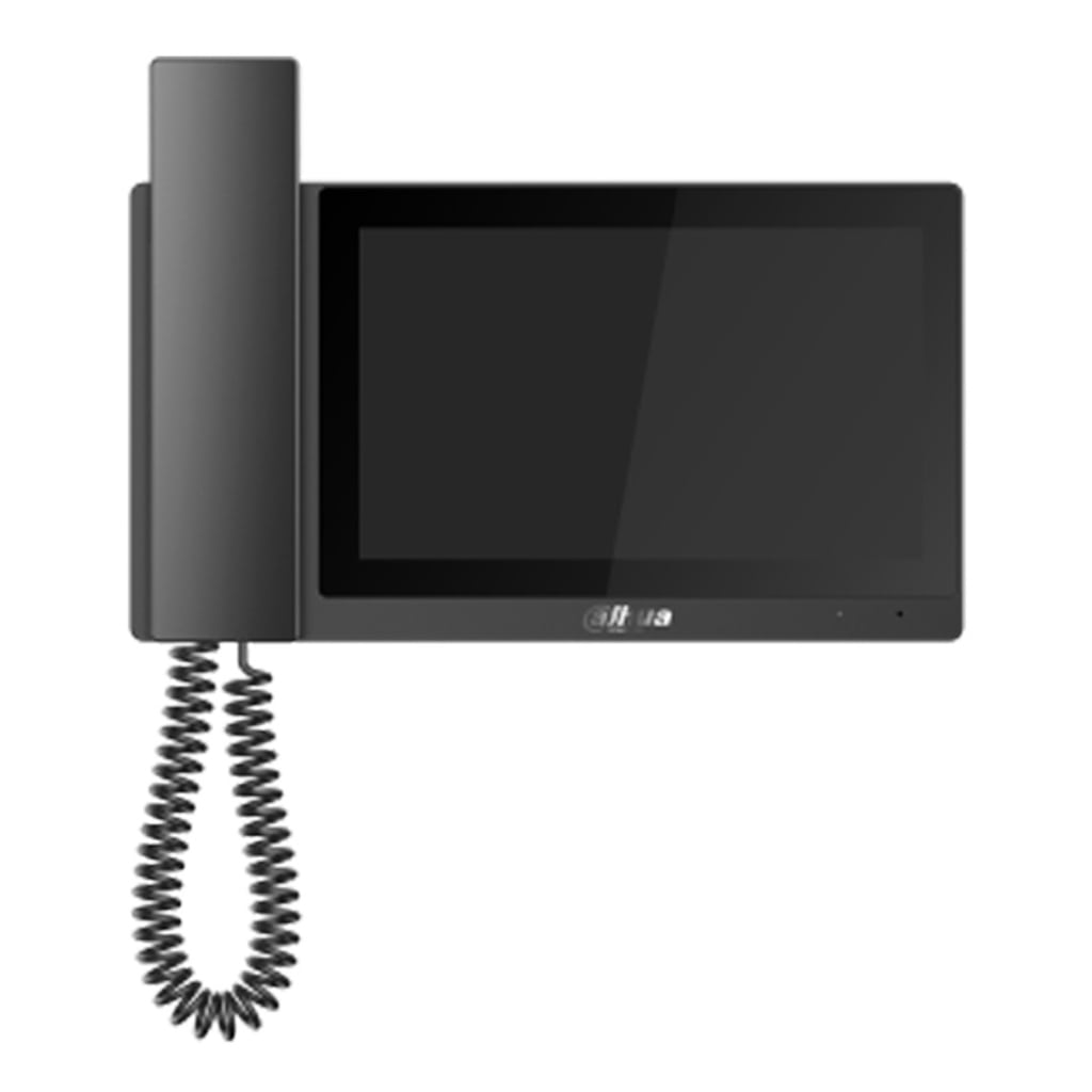 [VTH5421E-H] Monitor Interior 7" de Superficie para Videoportero IP Pantalla Táctil PoE SD 6E 1S Alarma Negro