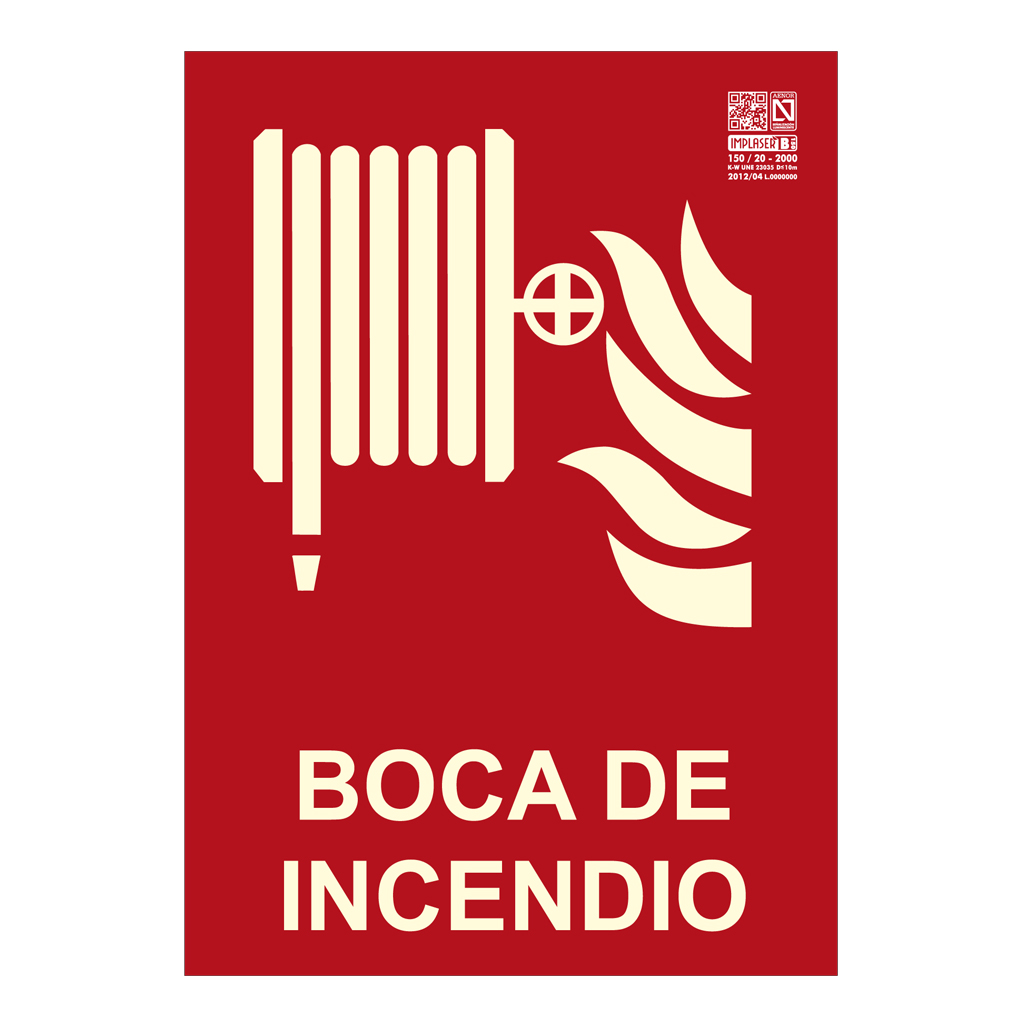 [EX230N-A4] Señal boca de incendio s/marco 29,7x21cm