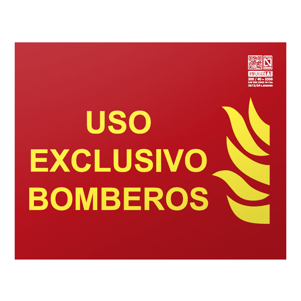 [EX218L] Señal uso exclusivo bomberos Clase A 25x20cm