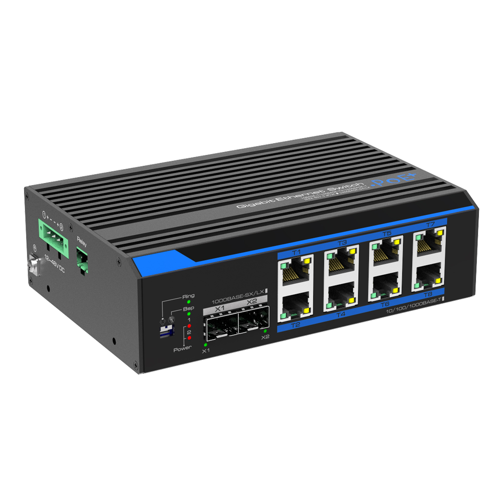 [UTP7208GE-POE] Switch Industrial PoE Watchdog 8 puertos Gigabit + 2 Uplink Gigabit (SFP) / 80W(12V), 120W(24V), 240W(48V) 802.3af/at 6KV