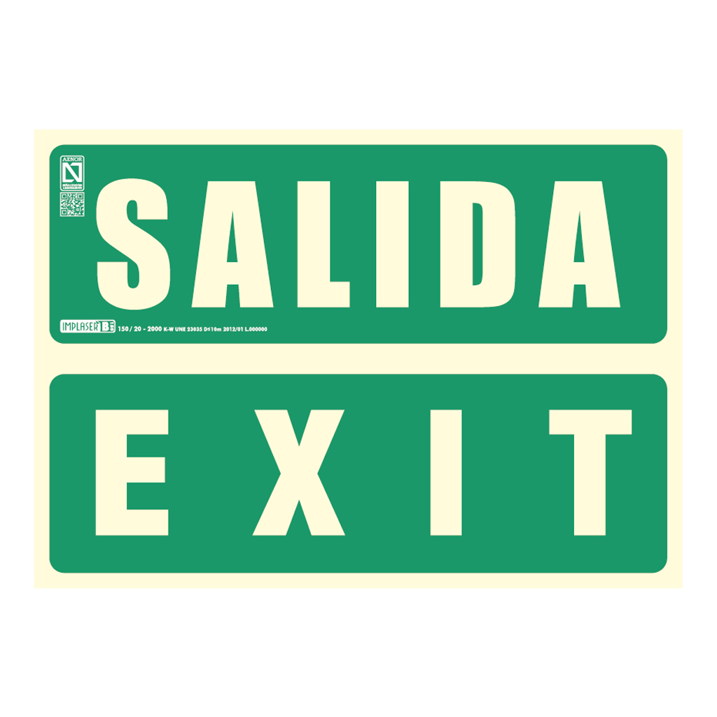 [EV274N-A4] Señal salida-exit 29,7x21cm. Observación reducida a 7m