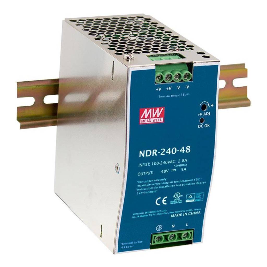 [NDR-240-48] Fuente de Alimentación Conmutada para Carril DIN 240W 48Vcc 5A