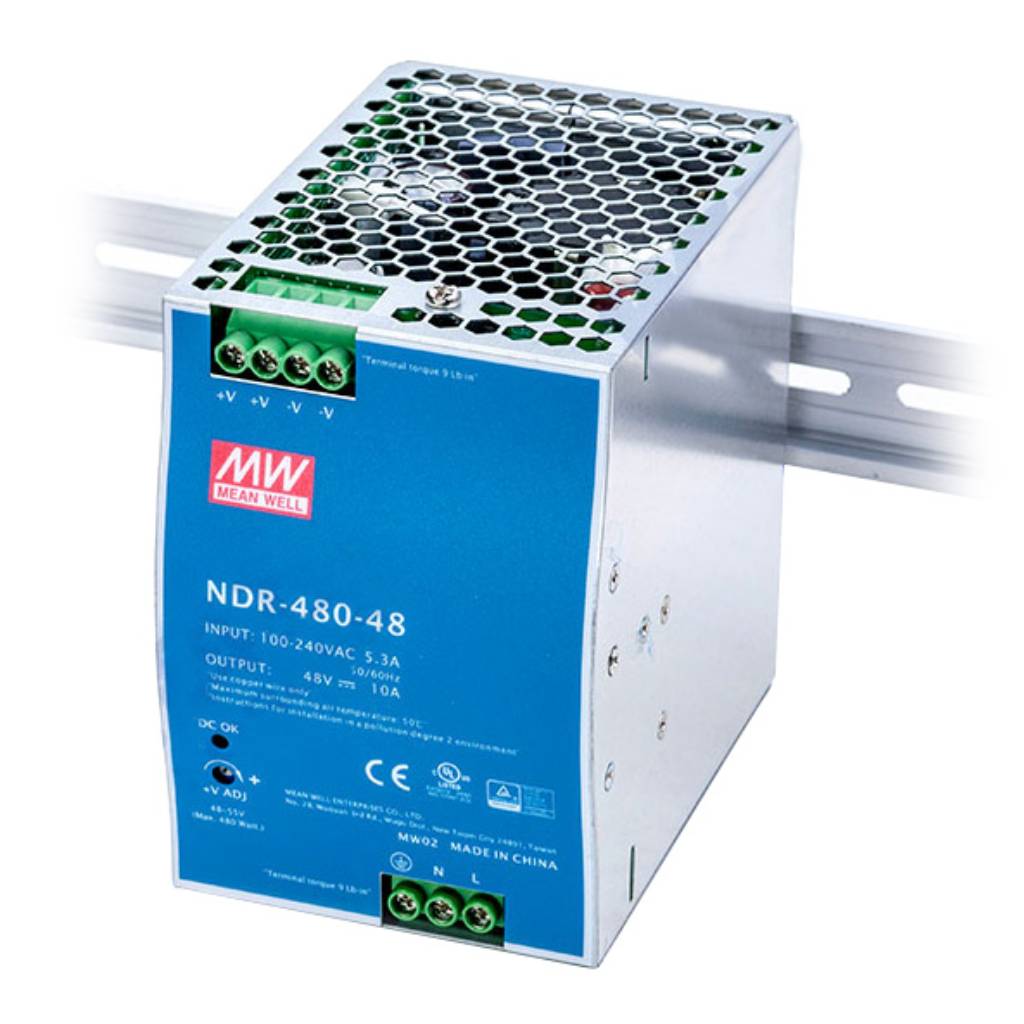 [NDR-480-48] Fuente de Alimentación Conmutada para Carril DIN 480W 48Vcc 10A