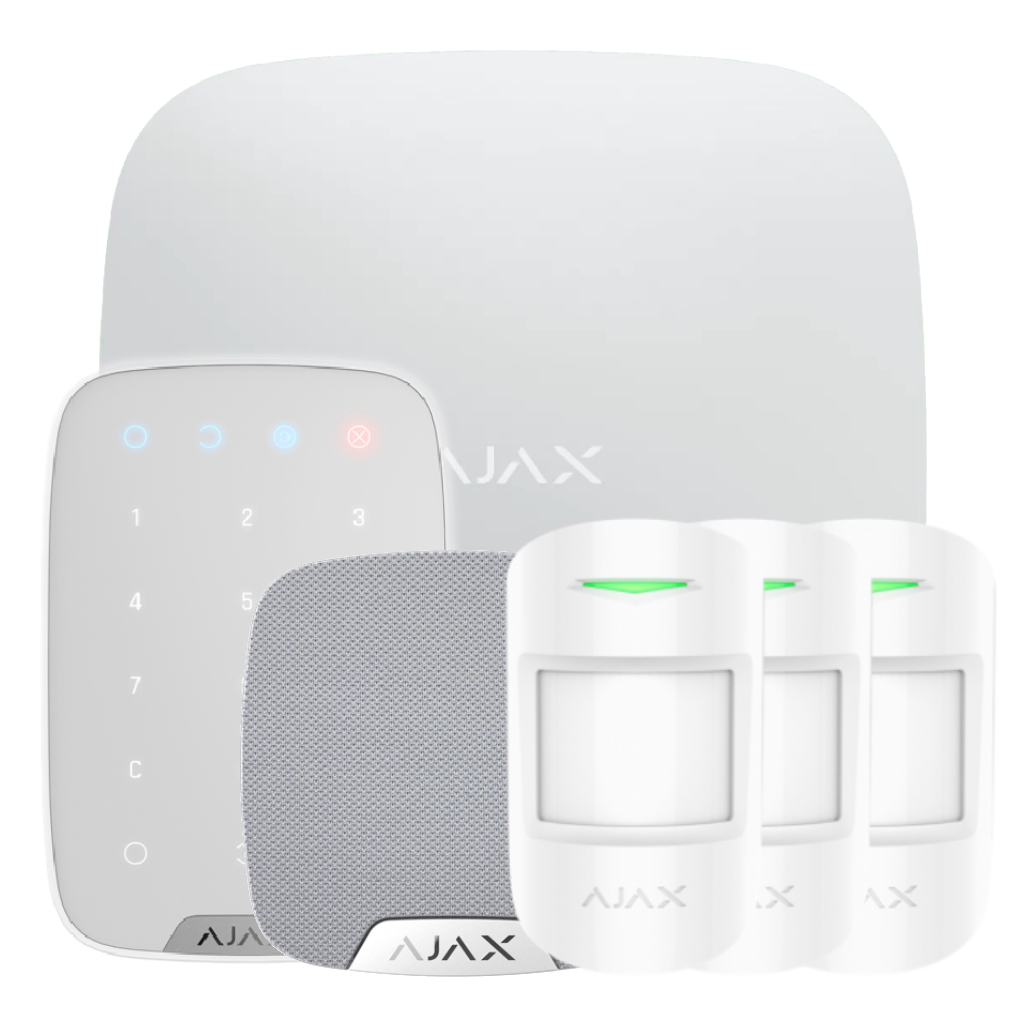 [HUBKIT-RENOVE-WH1] Ajax HubKit Renove blanco. Hub + 3 MotionProtect + KeyPad + HomeSiren