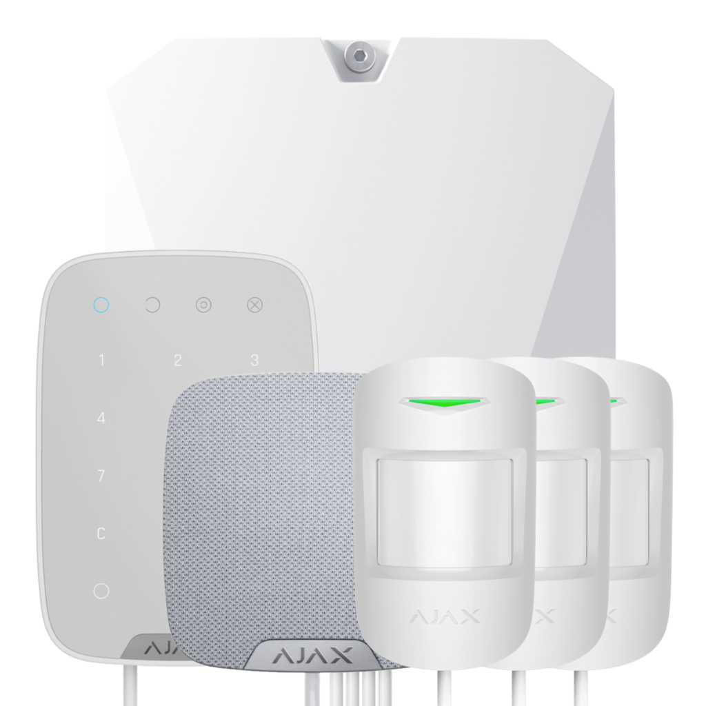 [FIBRA-KIT-PRO-WH1] Kit Ajax Fibra blanco. Hub Hybrid 2g + 3FibraMotionProtect + FibraKeypad + FibraHomeSiren