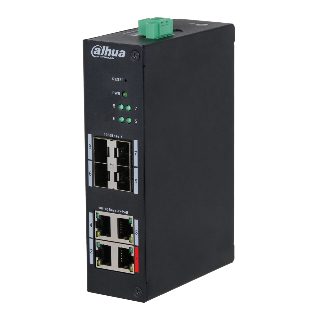 [HS4408-4ET-96] Switch Hardened PoE 4 puertos 10/100 +4SFP Gigabit 96W Manejable Layer2