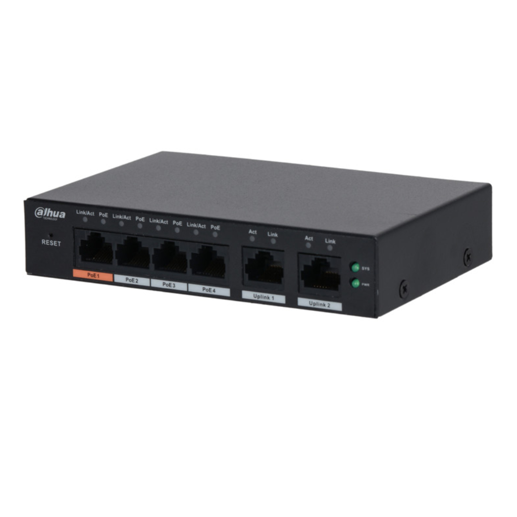 [S4100-4ET2ET-60-C] Switch PoE 2.0 4 puertos 10/100 + 2RJ45 Uplink 10/100 60W Manejable en Cloud Layer2