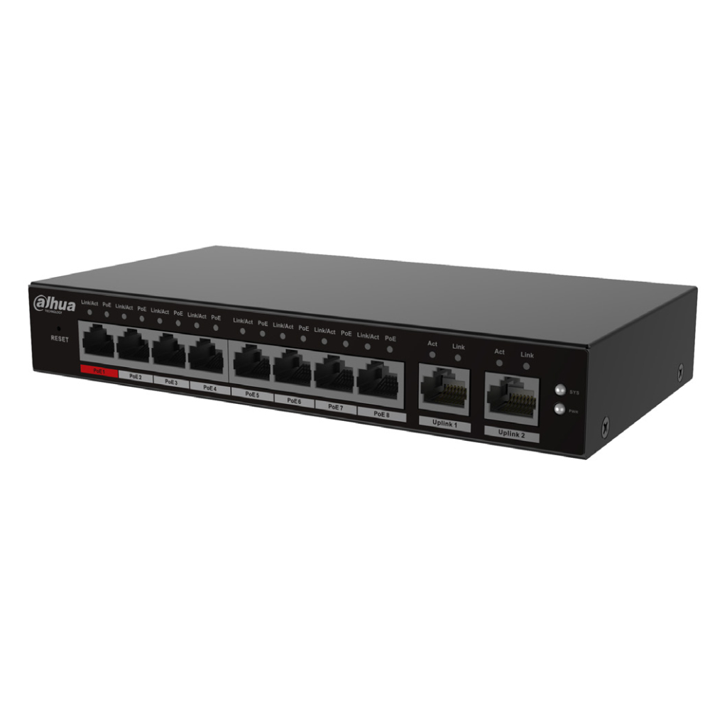 [S4100-8ET2GT-96-C] Switch PoE 2.0 8 puertos 10/100 + 2RJ45 Uplink Gigabit 96W Manejable en Cloud Layer2