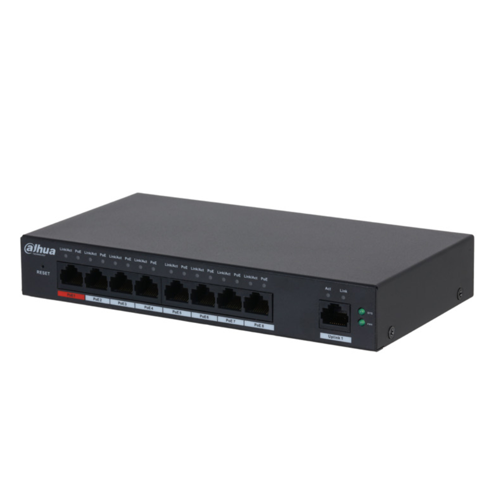 [S4100-8GT1GT-96-C] Switch PoE 2.0 8 puertos Gigabit + 1RJ45 Uplink Gigabit 96W Manejable en Cloud Layer2