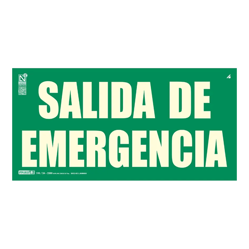 [EV393N] Señal salida de emergencia 32x16cm sin marco