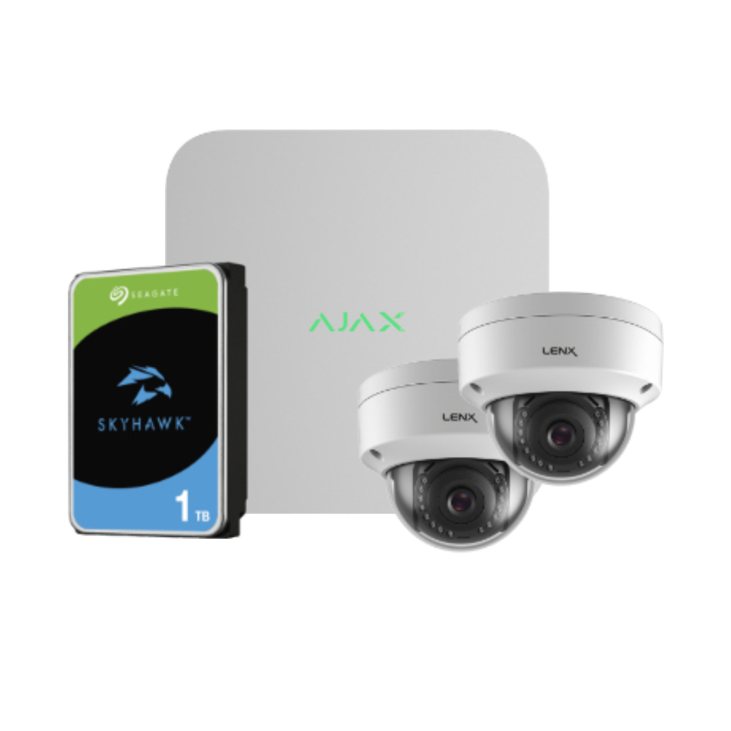 [KIT-VIDEOADVANCE-2] Kit Videovigilancia Ajax-Lenx compuesto por: 1 NVR 8ch Ajax + 2 Cámaras Lenx Domos 2MP 2.8mm + 1 HDD SATA 1TB