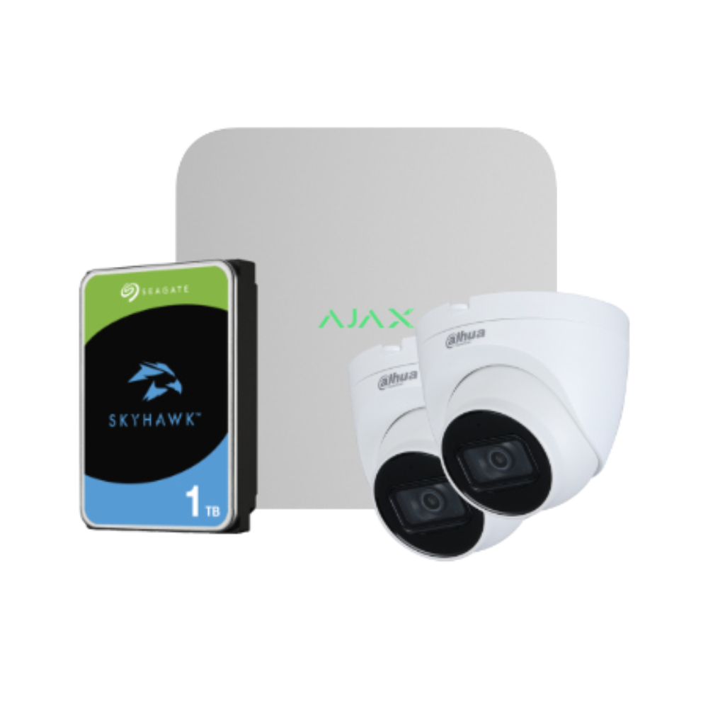 [KIT-VIDEOADVANCE-5] Kit Videovigilancia Ajax-Dahua compuesto por: 1 NVR 8ch Ajax + 2 Cámaras Dahua Domos 2MP 2.8mm + 1 HDD SATA 1TB