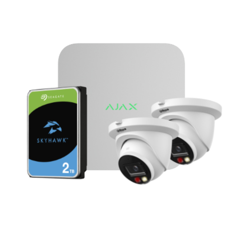 [KIT-VIDEOADVANCE-6] Kit Videovigilancia Ajax-Dahua compuesto por: 1 NVR 8ch Ajax + 2 Cámaras Dahua Domos 4MP 2.8mm + 1 HDD SATA 2TB